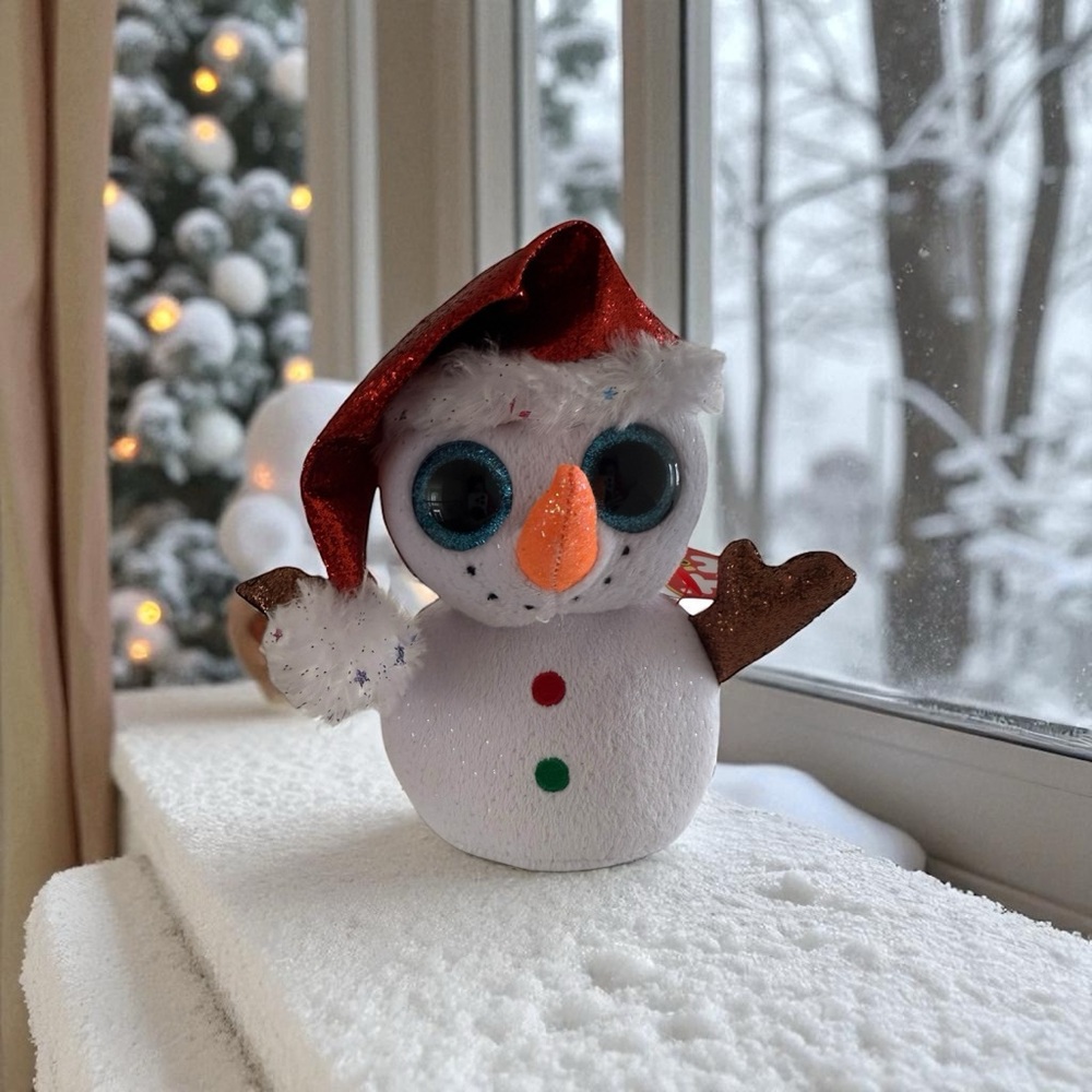 TY Beanie Boos “Flurry” Snowman Plush with Santa Hat